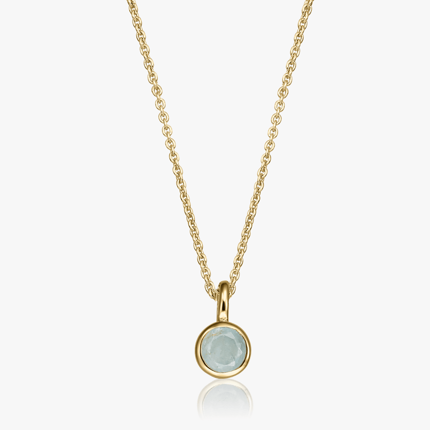 Birthstone Golden March ezüst nyaklánc - Akvamarin - Indira
