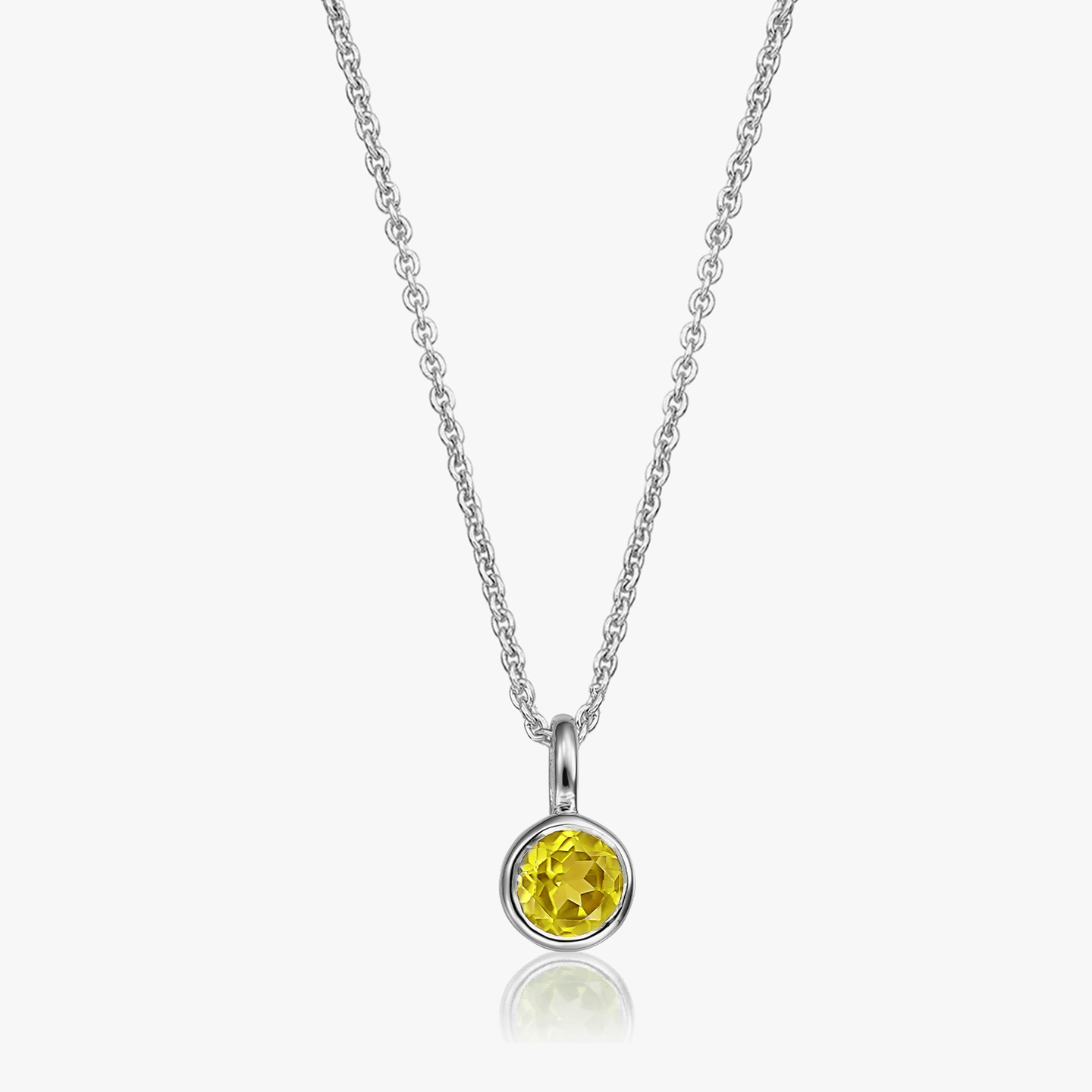 Ezüst Birthstone November nyaklánc - Citrin - Indira