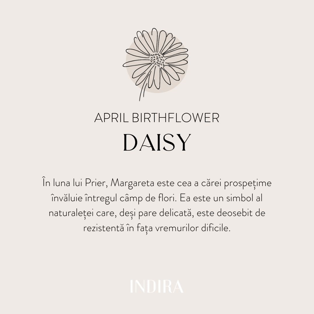 Brățară șnur din aur alb Birth Flower - April Daisy