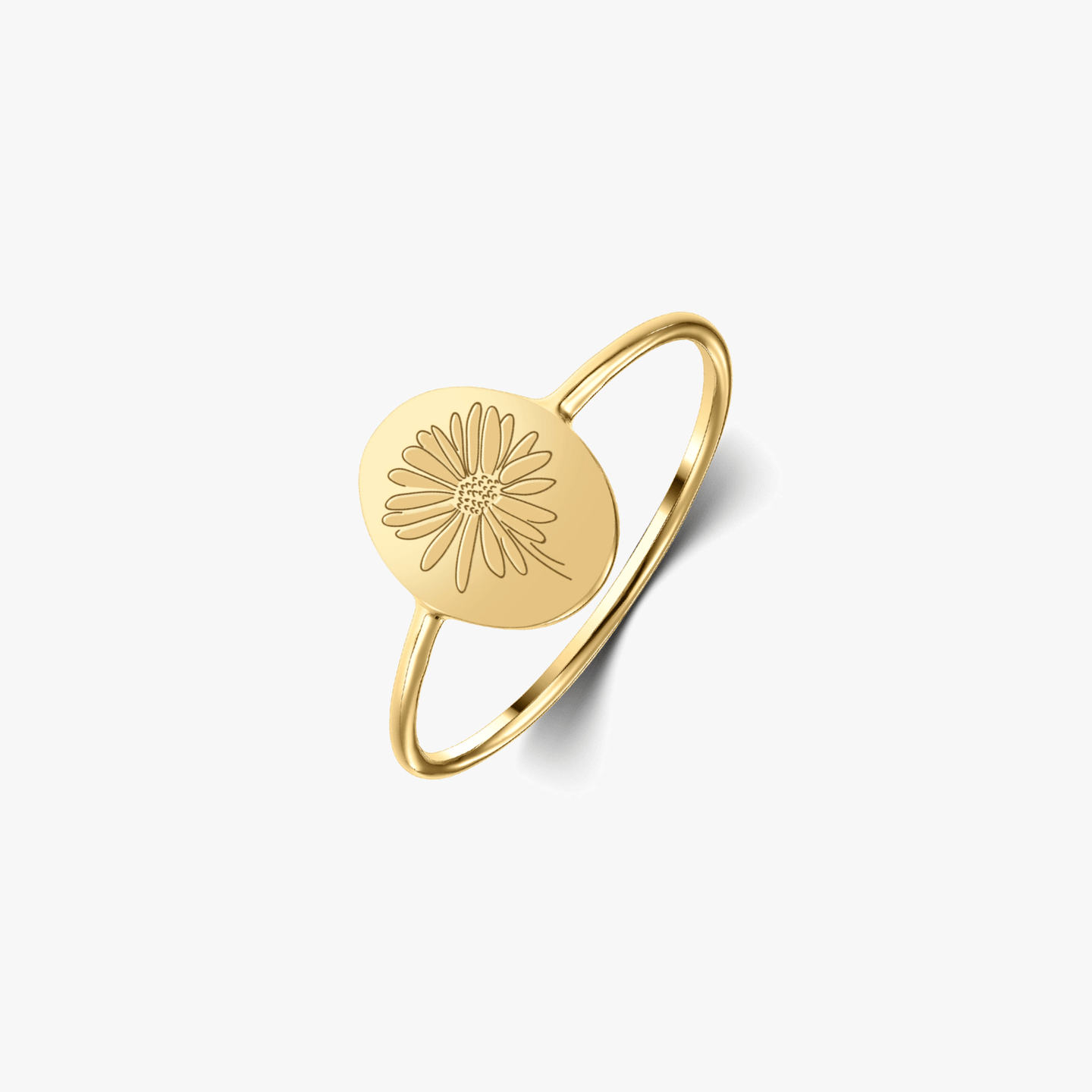 Birth Flower Golden ezüst gyűrű - Április margaréta - Indira