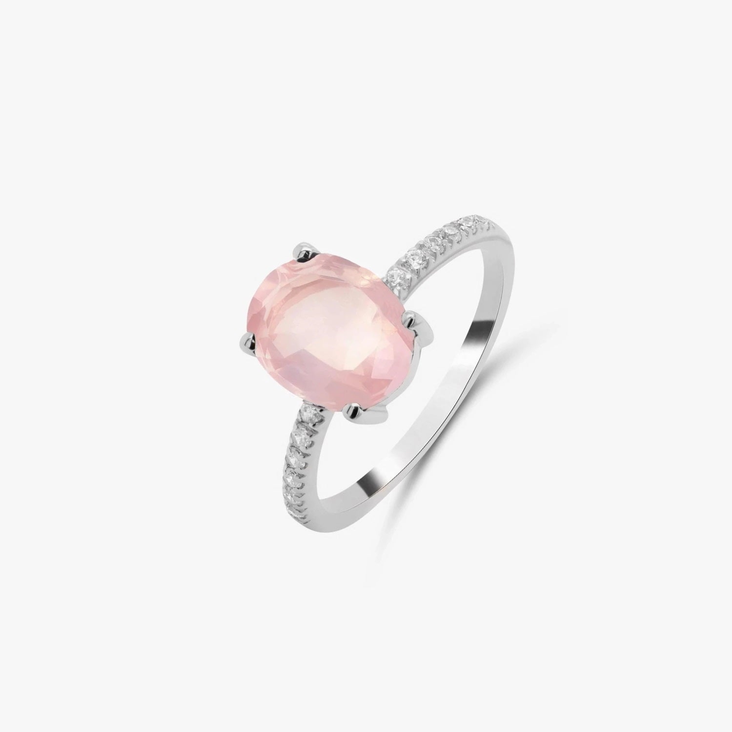 Inel din argint Reina - Cuarț Roz