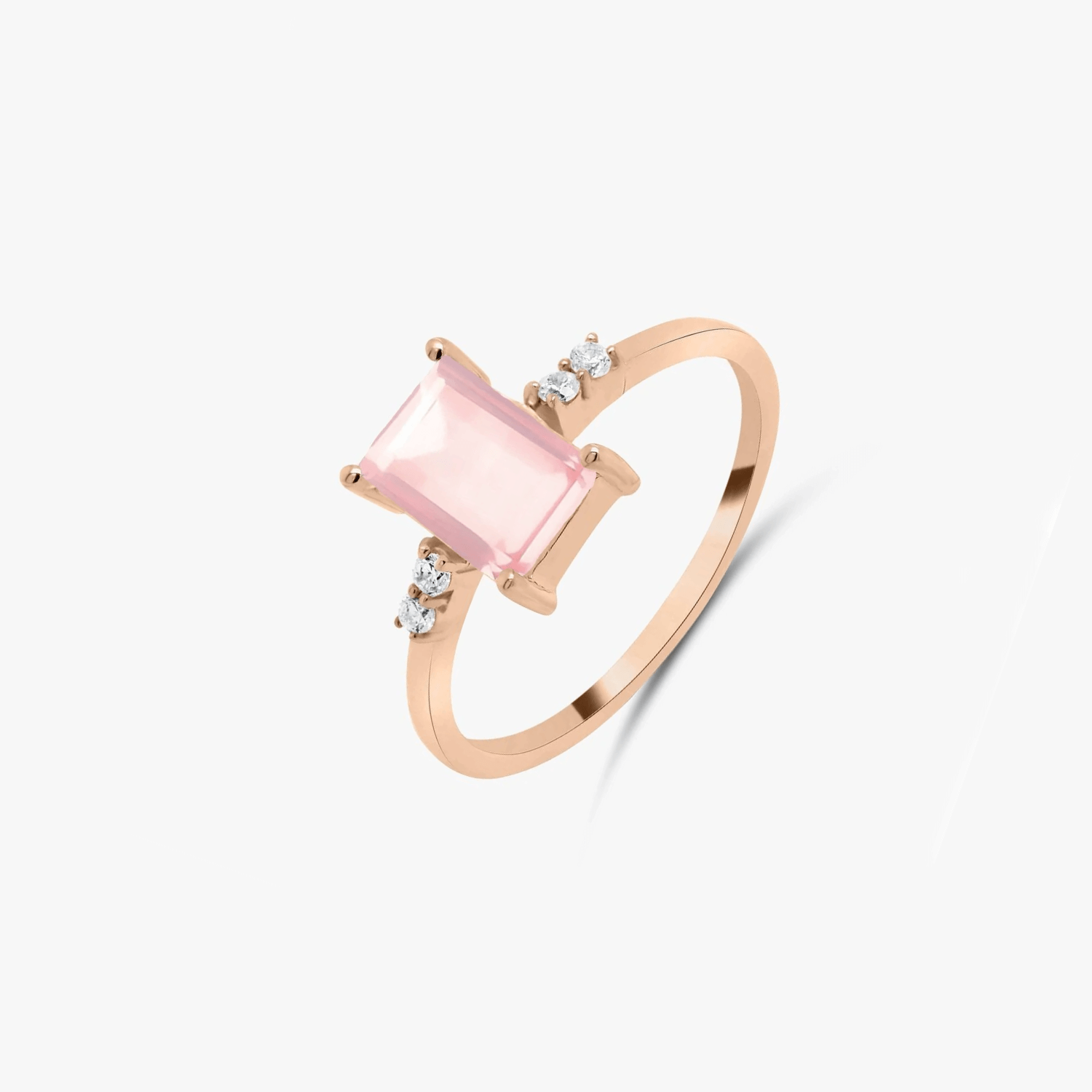 Inel din argint Rose Gold Evie – Cuarț Roz