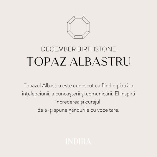 Brățară șnur din argint Birthstone Golden December - Topaz Albastru - Indira