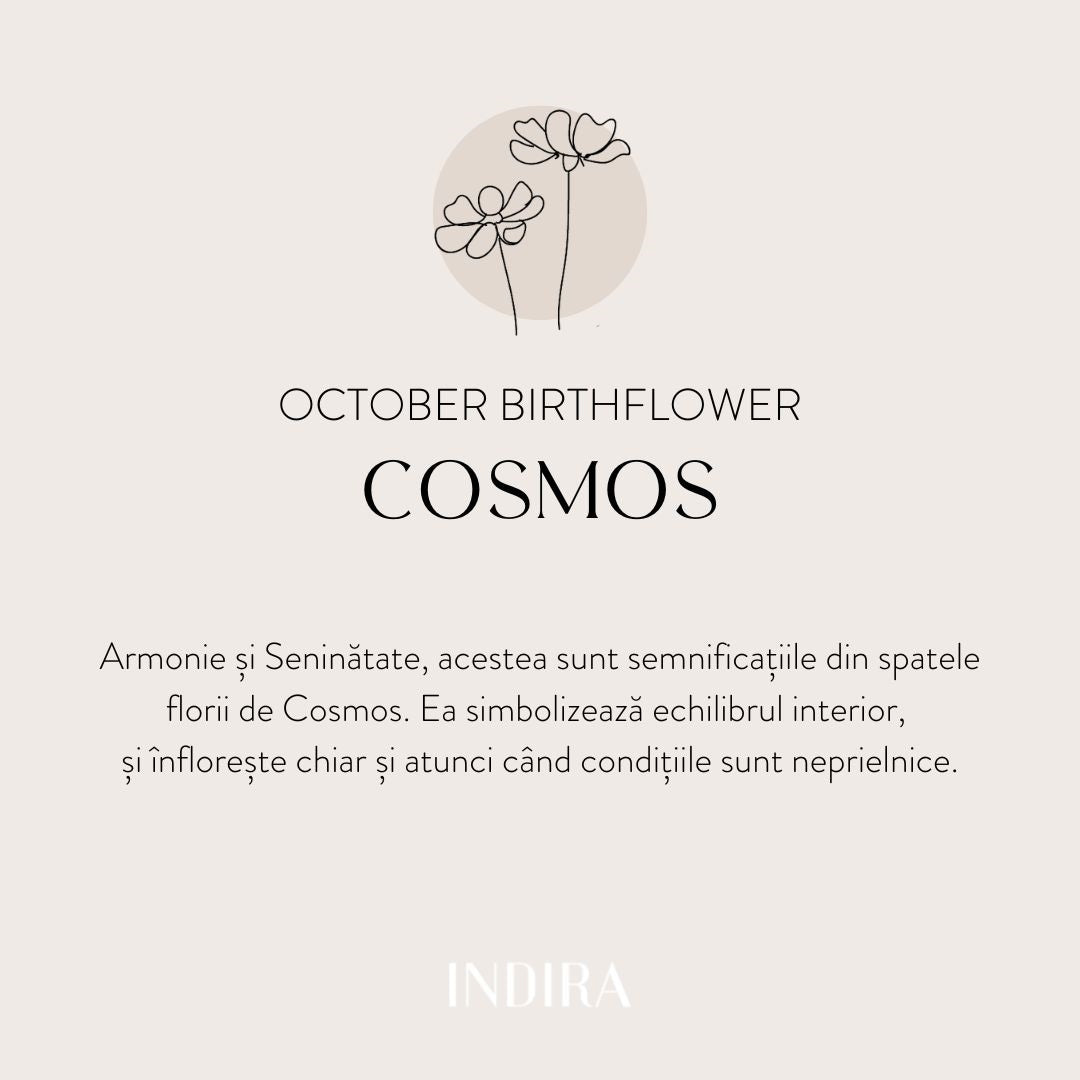 Pandantiv din aur alb Birth Flower - October Cosmos
