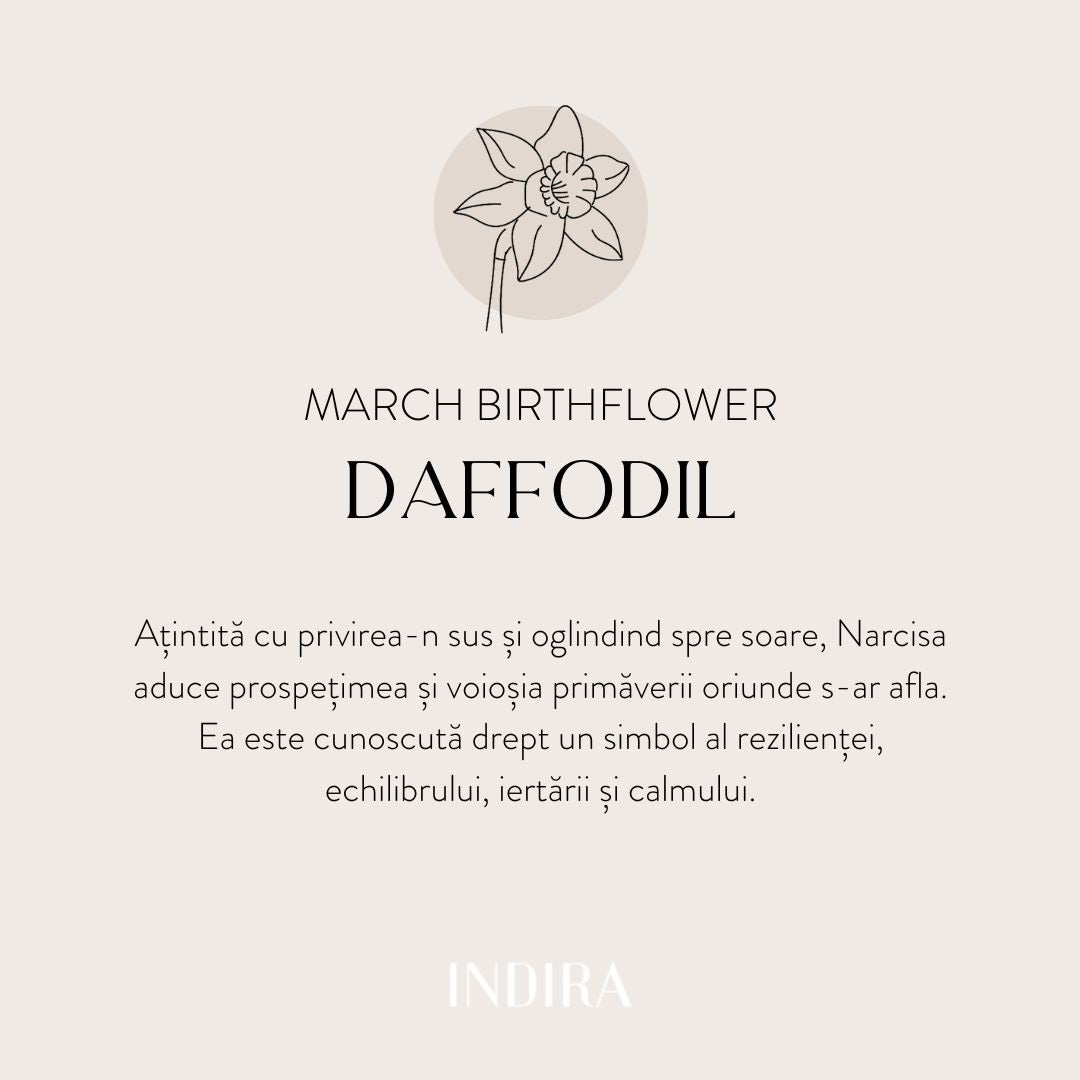 Pandantiv din aur alb Birth Flower - March Daffodil