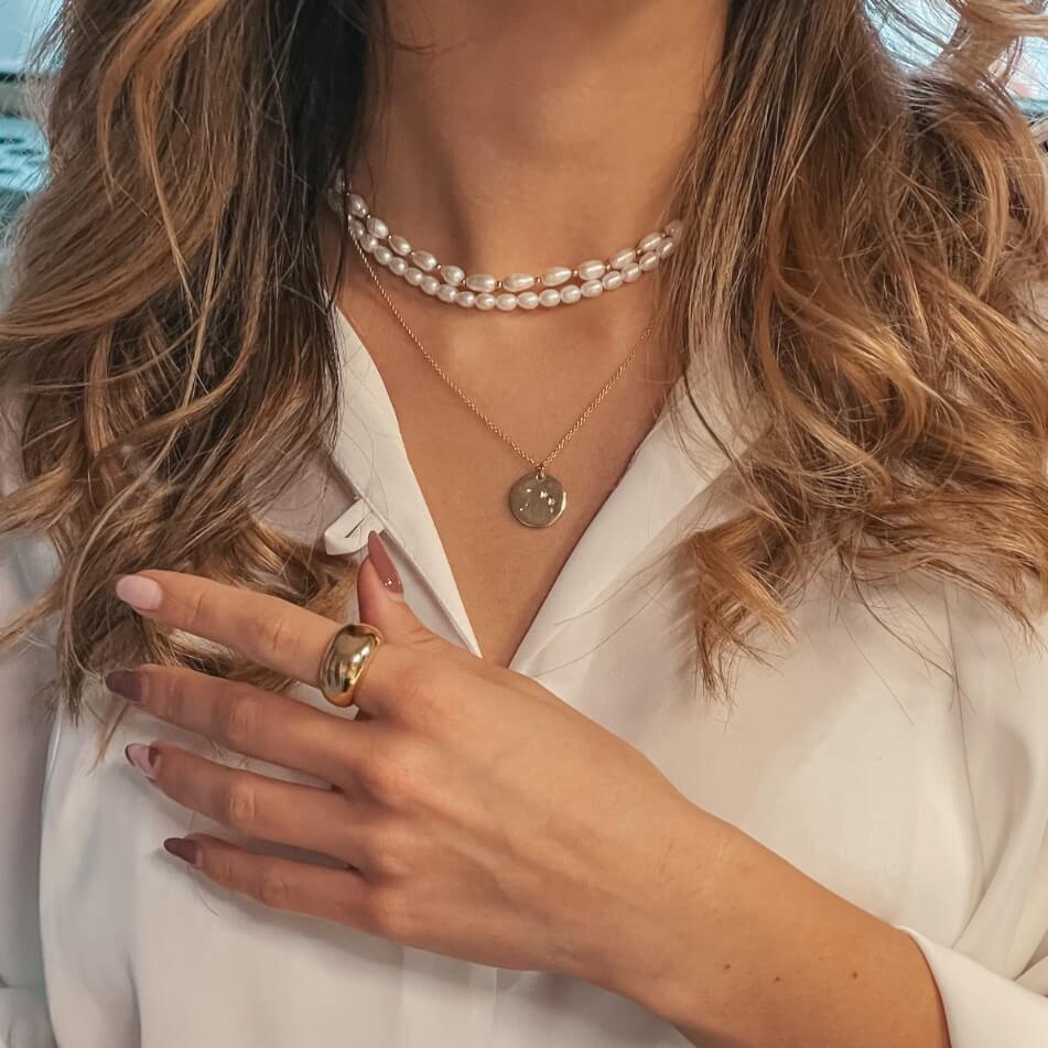 Colier din argint Chérie Golden - Perle Naturale
