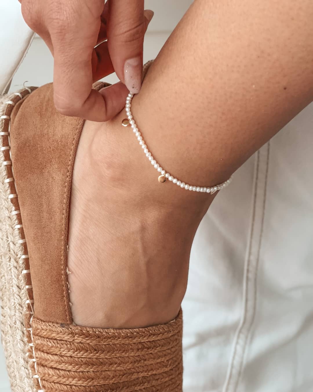 Brățară de picior din argint Golden Venus - Perlă Naturală