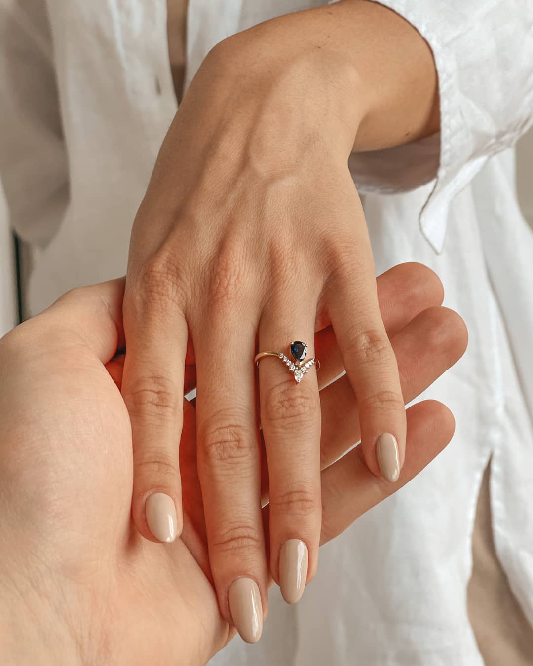 Inel din Aur Love Story - Safir și Diamante