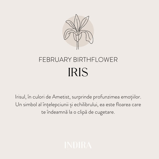 Brățară șnur din aur alb Birth Flower - February Iris - Indira