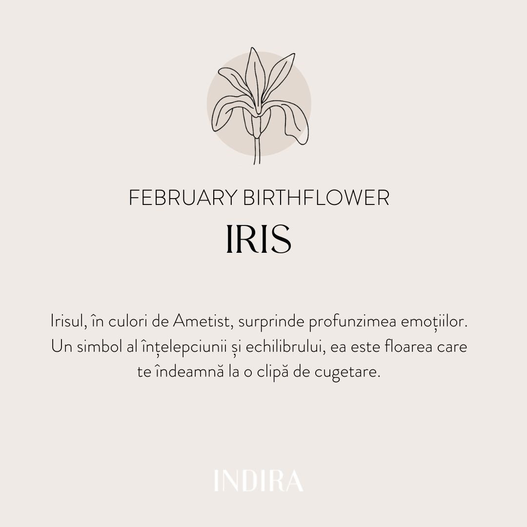 Pandantiv din aur alb Birth Flower - February Iris
