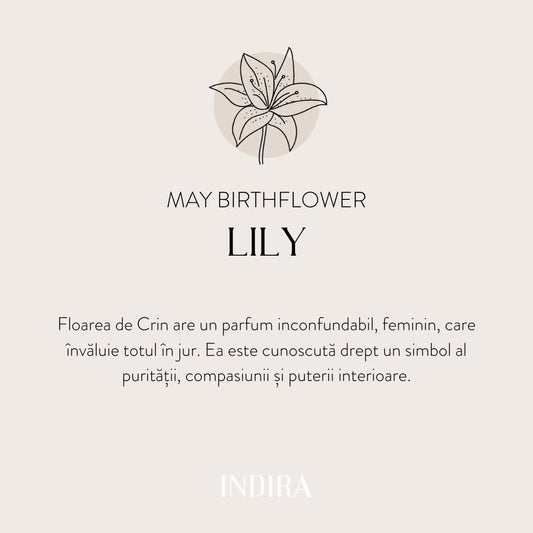 Pandantiv din aur alb Birth Flower - May Lily - Indira