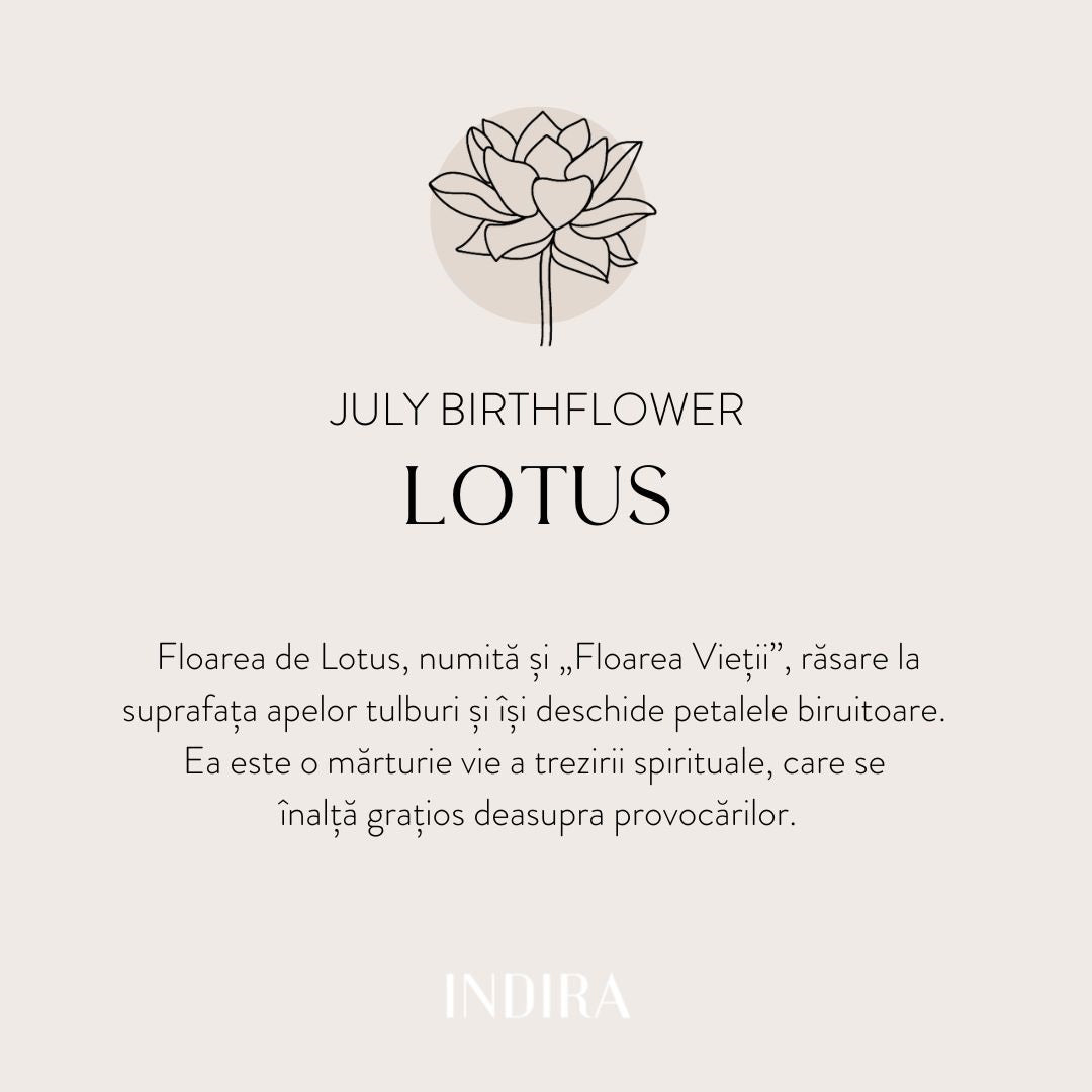 Pandantiv din aur alb Birth Flower - July Lotus