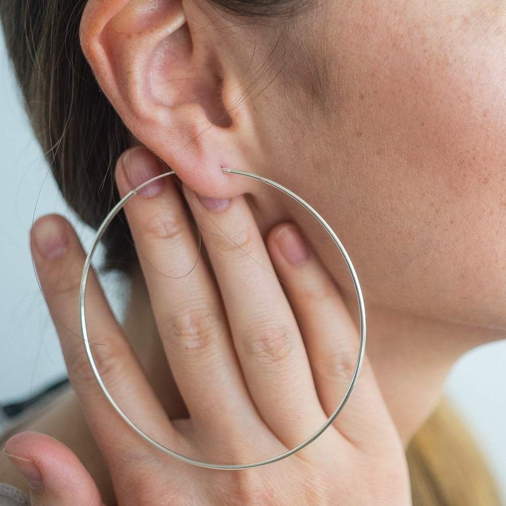 Cercei din argint Large Hoops - 80mm - Indira