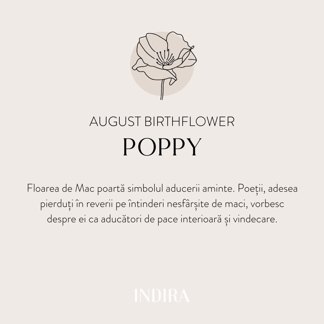 Brățară șnur din aur alb Birth Flower - August Poppy