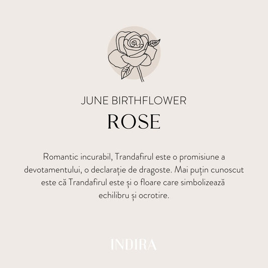 Pandantiv din aur alb Birth Flower - June Rose - Indira
