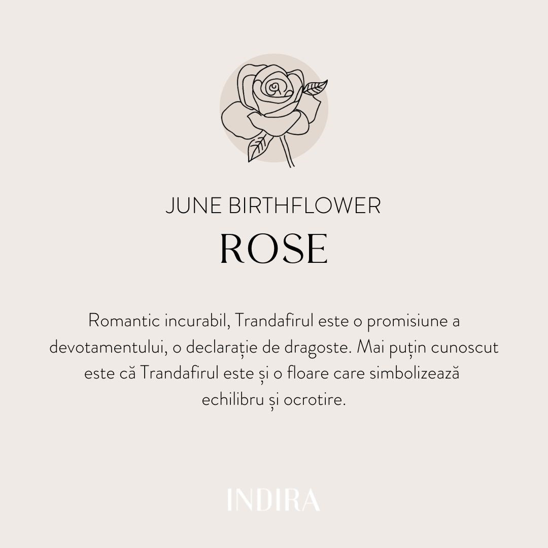 Brățară șnur din aur alb Birth Flower - June Rose