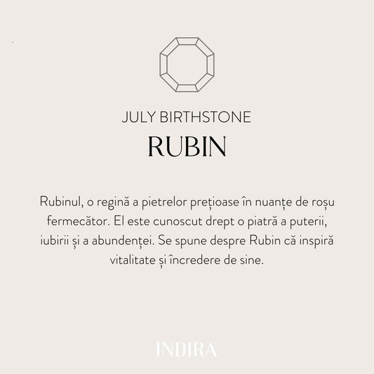 Brățară șnur din argint Birthstone Silver July - Rubin - Indira